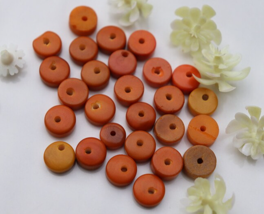 25 discs of tagua discs in yellow multicolor kit. Center drilled. Size: 0,8cm. approx. Natural Jewelry Making Supplies from Colombia