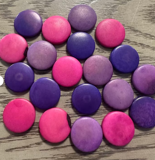 Round Beads of tagua in 3 colors. 21 Beads. Round, Coin Shape Beads. Size: 2 cm. approx. Jewelry Making Supplies from Colombia. Undrilled