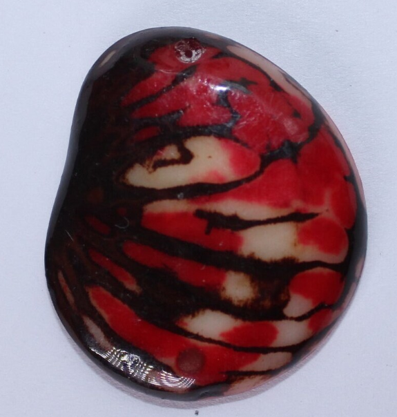 Tagua Oval Beads in Red. Natural Seed from Colombia Rainforest. 15 Beads 1.1 x 0.9 inc. approx. Top Drilled. Eco Natural Jewelry Making DIY