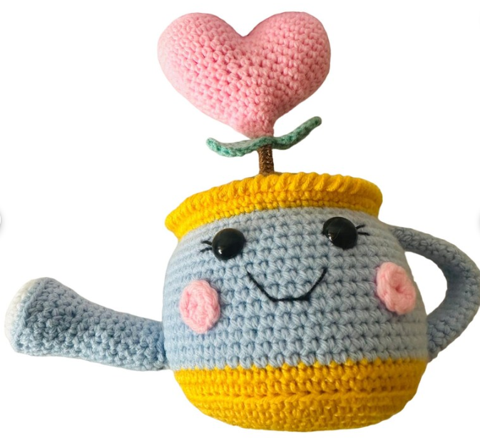 Plant in a Pot Crochet Birthday Gift Handmade Soft Cotton Stuffed Toy Nursery Christmas Gift Easter Gift Toddlers Heart pot pink crocheted