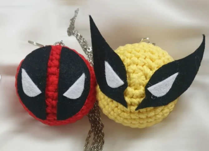 Deadpool and Wolverine Keychain | Amigurumi Handcrafted Crochet | Animation Character Plushie | Marvel Anime Figurine Best Friends Comics