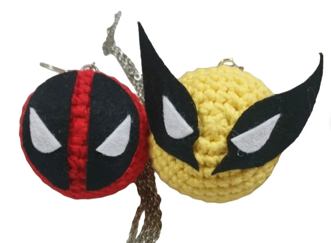 Deadpool and Wolverine Keychain | Amigurumi Handcrafted Crochet | Animation Character Plushie | Marvel Anime Figurine Best Friends Comics