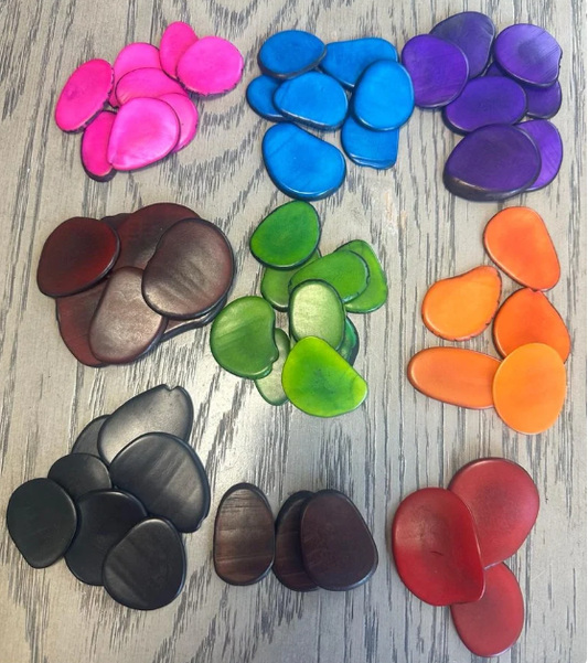Tagua Nuts. 53 tagua slices in 9 colors. Tagua Slices from Colombia. Customized Order. Undrilled. Free Shipping in USA
