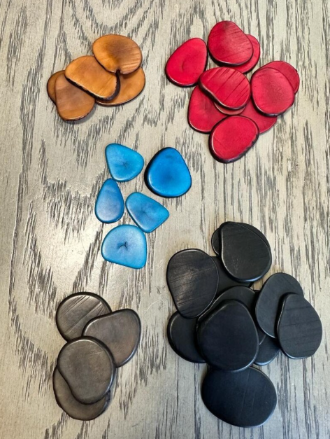 Black, Red, Mocca, Grey and Blue Tagua Slices from Colombia. Customized Order. Undrilled. Free Shipping