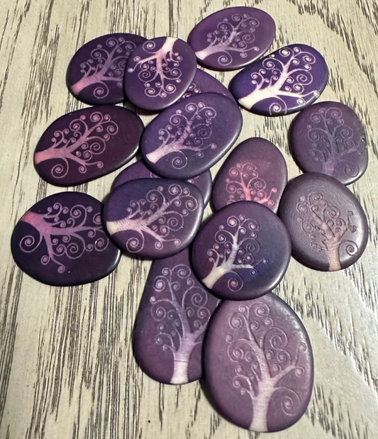 Jewelry Making Seed Beads | Tagua Nut Beads Laser Engraved Slices | 20 Tagua Chips Slices Purple Small Size Handmade Ethical Eco Sustainable