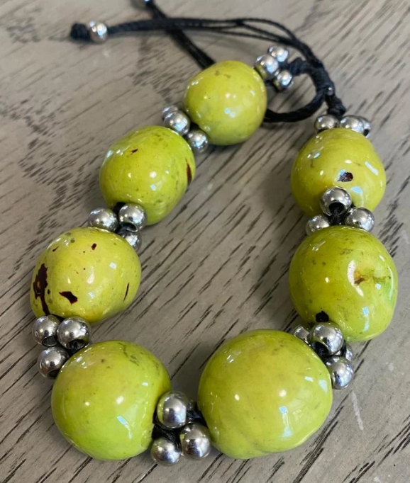 Exotic Stretch Bracelet Made of Bombona Seed | 4 Colors: Purple Orange Pink Green | Natural Jewelry Eco Sustainable Jewelry from Colombia