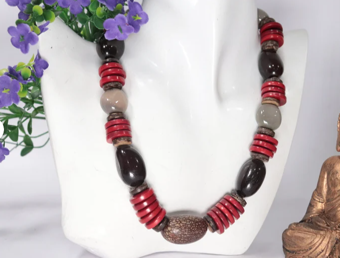 Valentine Jewelry Set Necklace and Earrings Handcrafted with Tagua Nut and Camajuro Seeds Sustainable Ethical Eco Natural Handmade Jewelry