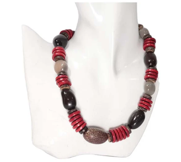 Valentine Jewelry Set Necklace and Earrings Handcrafted with Tagua Nut and Camajuro Seeds Sustainable Ethical Eco Natural Handmade Jewelry