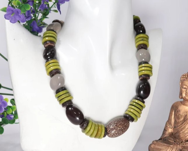 Valentine Jewelry Set Necklace and Earrings Handcrafted with Tagua Nut and Camajuro Seeds Sustainable Ethical Eco Natural Handmade Jewelry