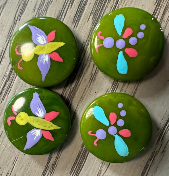 Seed Beads Tagua Bead Round Coin Shape with Insect Pattern Handpainted | 2 cm. approx. Sustainable Jewelry Making Supplies | 16 Tagua Eco