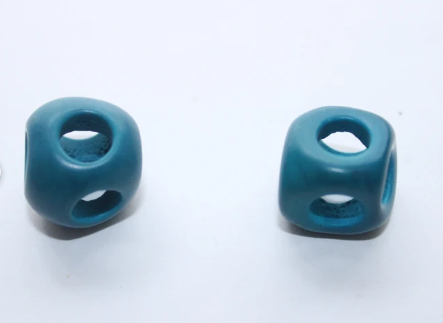 Tagua Bead Cube Shape in Blue | 1.5 x 1.5 approx. | 15 Seed Beads Natural Eco Sustainable Jewelry Making Supplies Carving Woodwork Handmade