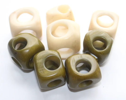 Multicolored Tagua Cubes beads. Large Vegetable Ivory from the Colombian jungle. Large size: 3 x 3 cm. Jewelry Making Supplies