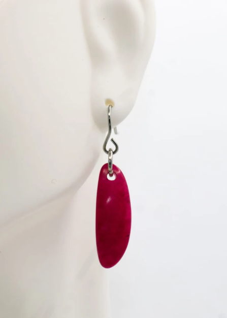 Christmas Gift Women Tagua Dark Pink Tagua Nut Ethical Sustainable Jewelry Set Necklace & Earrings Holiday Gift Unique Handmade in Colombia