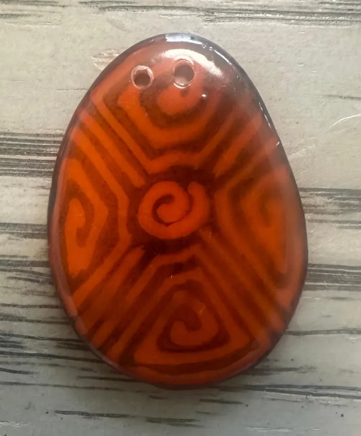 Tagua Slices, Tagua Chips. 20 Orange and Black Pattern. 15 Beads. Mix of Orange Patterns. Handpainted. Natural Jewelry Supplies. Top Drilled