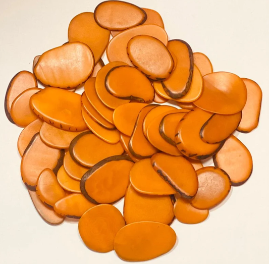 Tagua Beads 20 orange tagua slices from Colombia Size: 2x2 cm. approx. Seed Beads Jewelry Drilled or Undrilled Eco Ethical Sustainable
