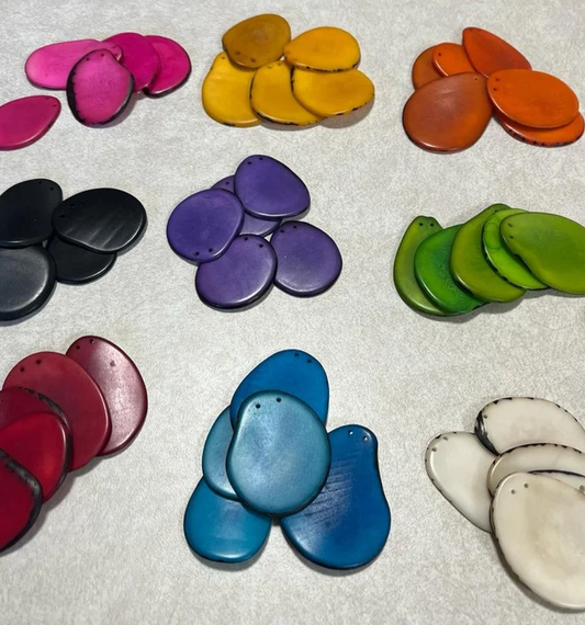 Tagua Beads Jewelry Making 45 Tagua Nut Slices in 9 Colors 4 x 3cm approx. Drilled or undrilled | Ethical Eco Vegan Sustainable Beading