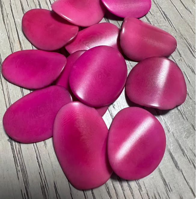 Tagua Nut Beads Curved Slices Pink Nail Shape 15 Beads Drilled or Undrilled | 3x3 cm. approx Seed Beads Jewelry Ethical Beading Sustainable