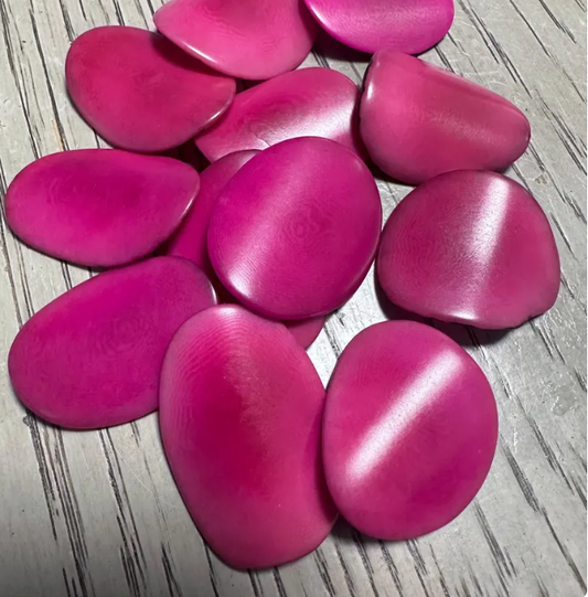 Tagua Nut Beads Curved Slices Pink Nail Shape 15 Beads Drilled or Undrilled | 3x3 cm. approx Seed Beads Jewelry Ethical Beading Sustainable