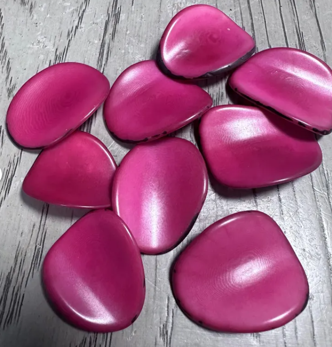 Tagua Nut Beads Curved Slices Pink Nail Shape 15 Beads Drilled or Undrilled | 3x3 cm. approx Seed Beads Jewelry Ethical Beading Sustainable