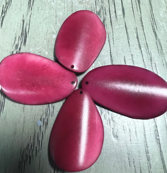 Tagua Nut Beads Curved Slices Pink Nail Shape 15 Beads Drilled or Undrilled | 3x3 cm. approx Seed Beads Jewelry Ethical Beading Sustainable