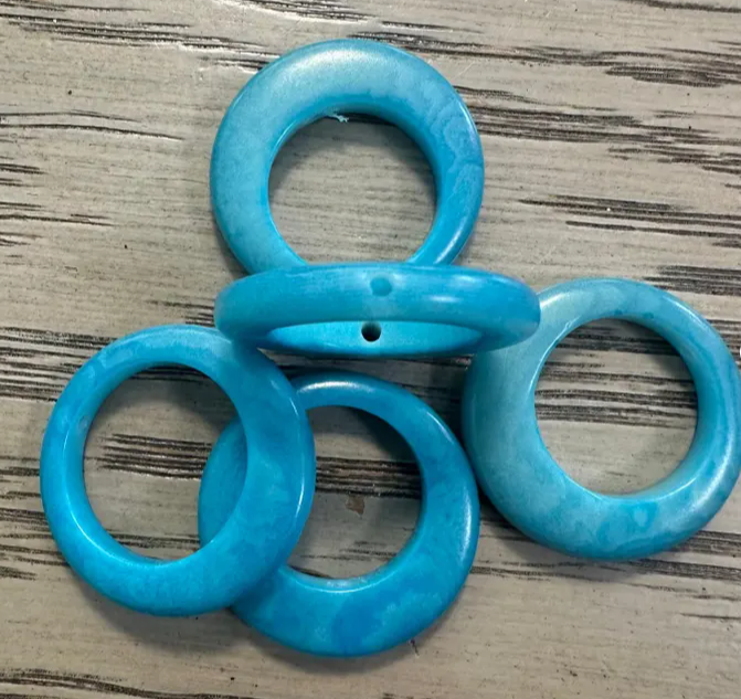 Tagua Nut Seed Beads Blue Tagua Round Hoop Ring Disc Circle Conector | 15 Discs Jewelry Making Supplies 2cm. approx. Vertically Drilled