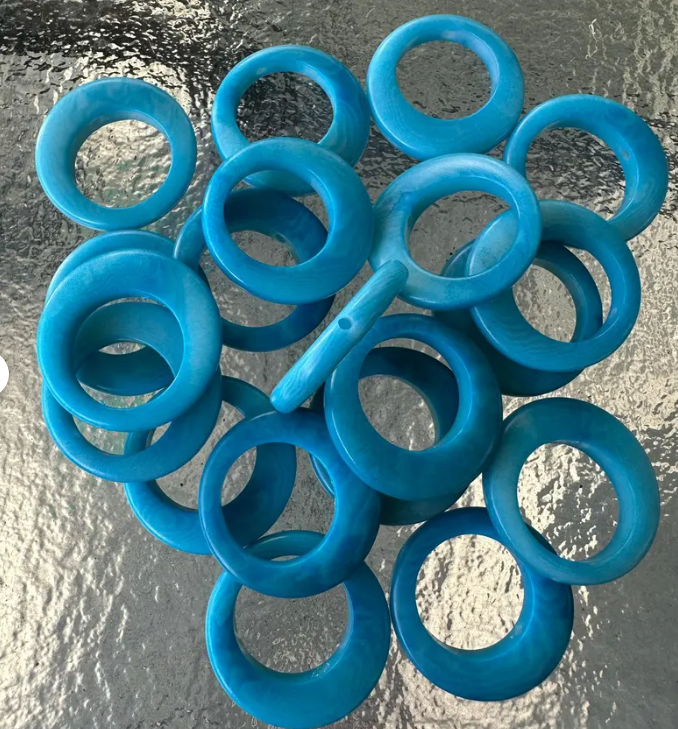 Tagua Nut Seed Beads Blue Tagua Round Hoop Ring Disc Circle Conector | 15 Discs Jewelry Making Supplies 2cm. approx. Vertically Drilled