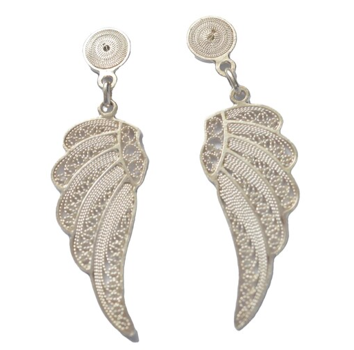 Filigree Pre-Columbian Wings Shape Silver Fine Lacy Filigree Earrings Design Based on Colombian Zenu Indigenous Culture Handcradfted Mompox
