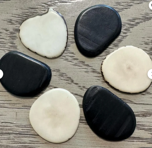 Tagua Beads Slices Chips 20 pcs. Tagua 10 Black and 10 White Slices Size: 3x2.5 cm. approx. Drilled or Undrilled Ethical Sustainable