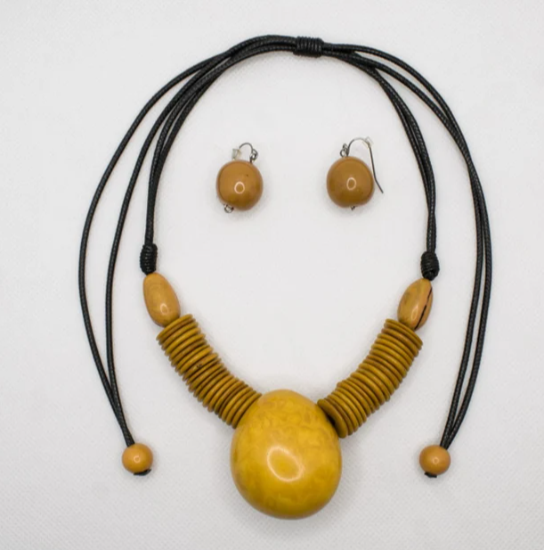 Tagua nut and bombona seed adjustable necklace & earrings set handmade sustainable ethical jewelry from Colombia eco exotic gift for women