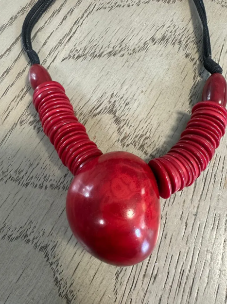 Tagua nut and bombona seed adjustable necklace & earrings set handmade sustainable ethical jewelry from Colombia eco exotic gift for women