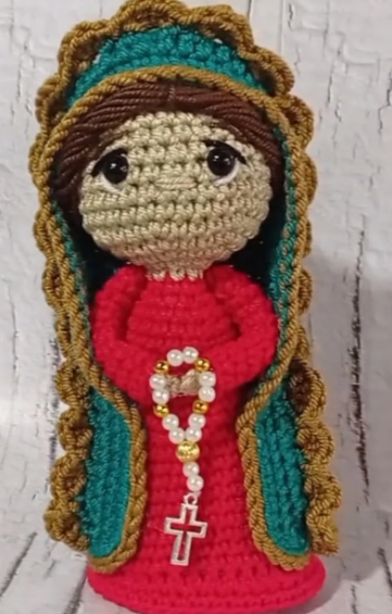 Lady of Guadalupe | Holy Mary | Virgin Mary | Blessed Virgin Mary. 100% Handmade Miniature Crochet Amigurumi 4 x 1.5 inches Holy Mary Small