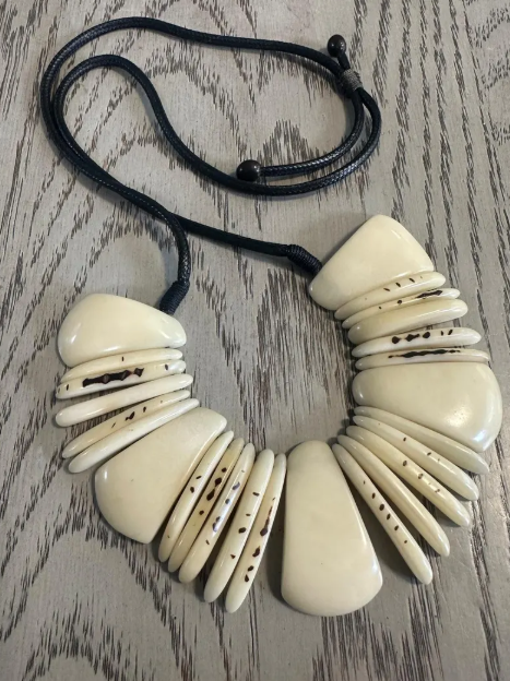 Tagua Beads Tagua Nut Necklace and Earrings Set. Sustainable Jewelry Spring Fall Boho Handmade Natural Organic Vegan Jewelry Gift For Her