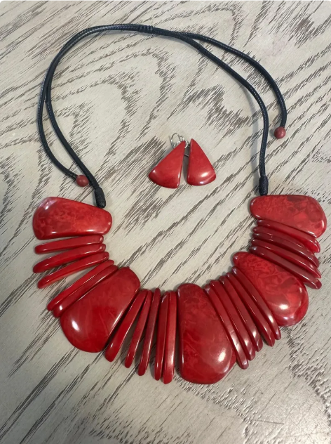 Tagua Beads Tagua Nut Necklace and Earrings Set. Sustainable Jewelry Spring Fall Boho Handmade Natural Organic Vegan Jewelry Gift For Her