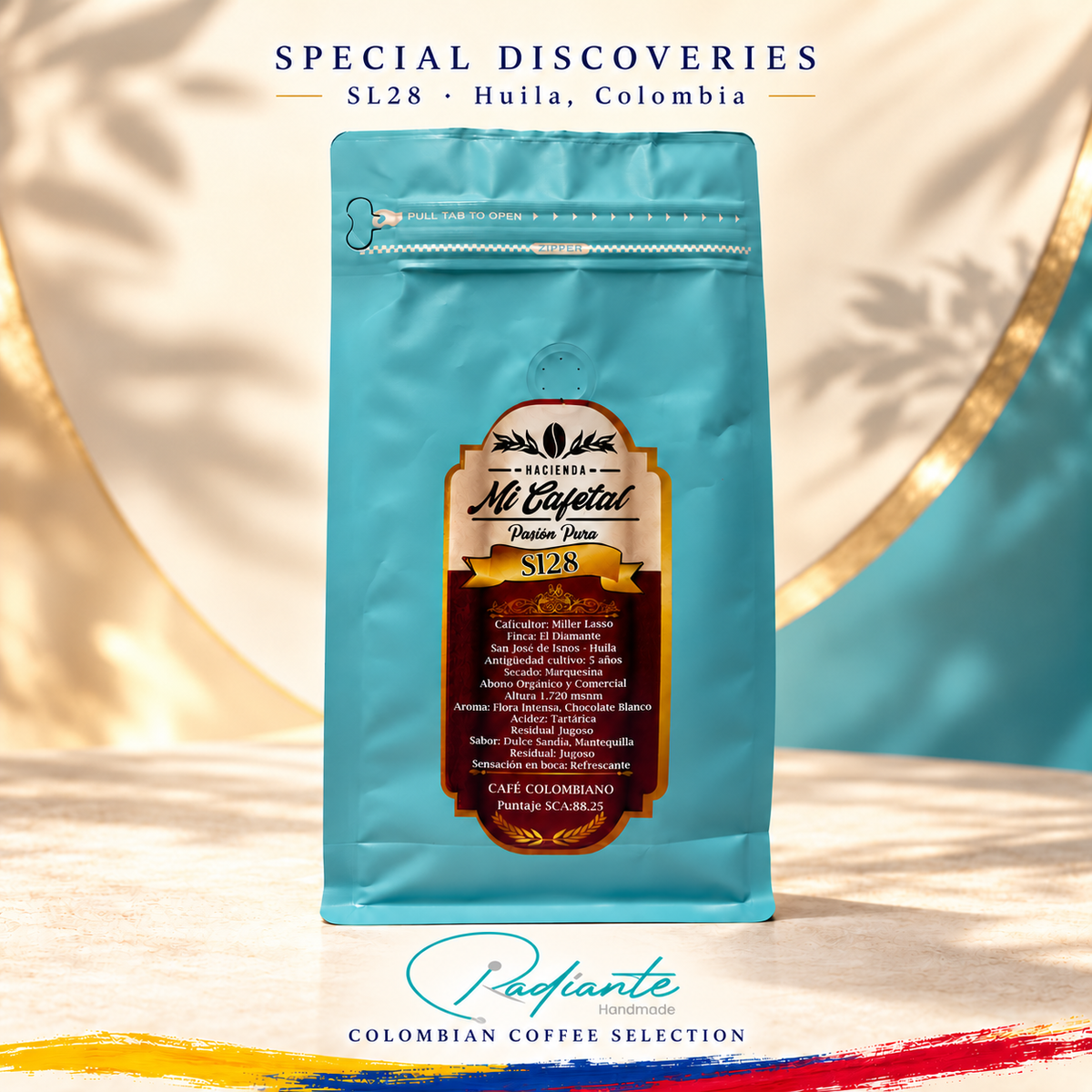 Hacienda Mi Cafetal SL28 — Premium Colombian Whole Bean Coffee · 500 g